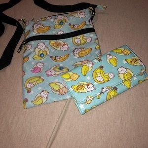 Hot Topic Banana Cat Bag and Wallet Set